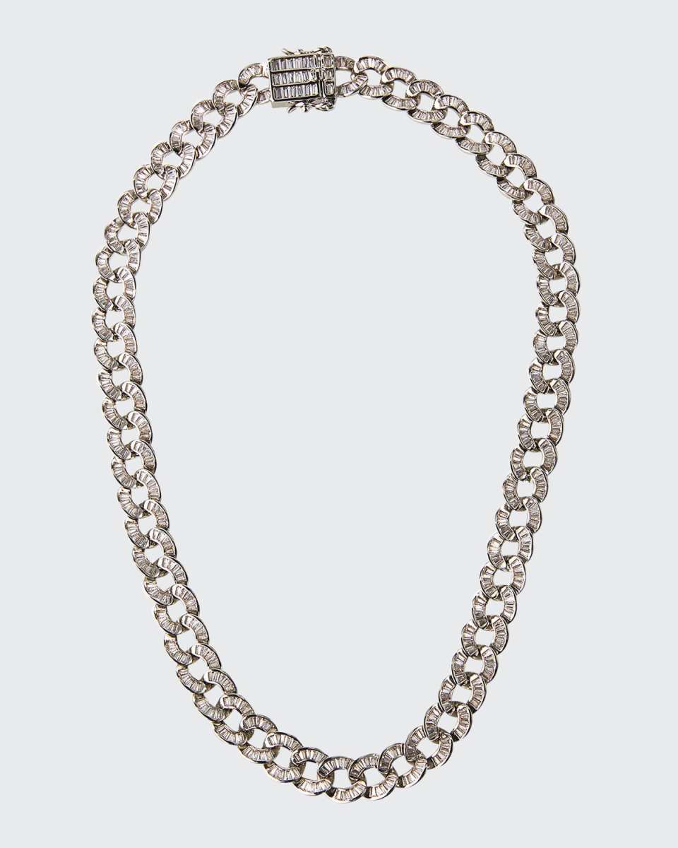Baguette Curb-Chain Collar Necklace